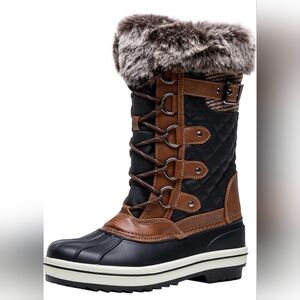 Cozy Black and Brown Quilted Winter Boots